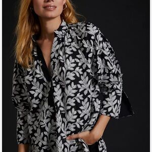 By Anthropologie Black and White Popover Blouse